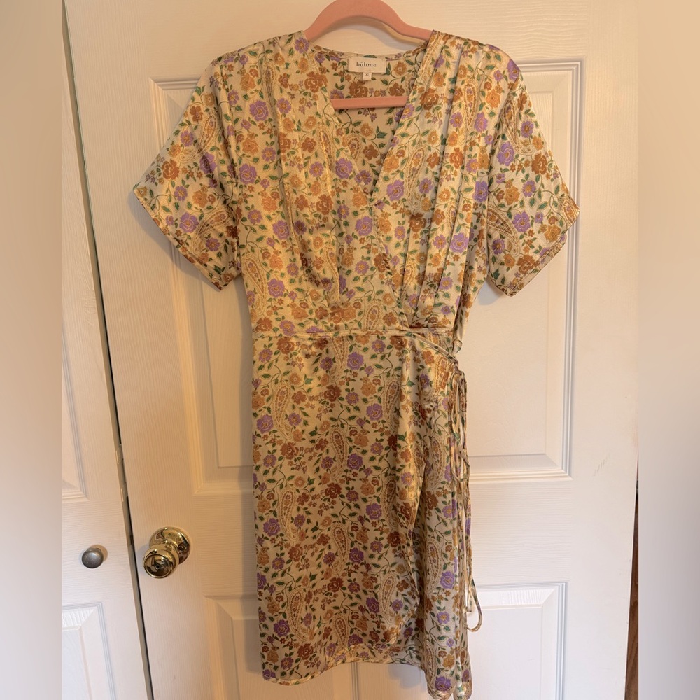 Silky Floral Wrap Dress